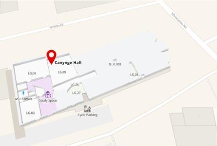 A map showing the location of the study space LG.09 in Canynge Hall